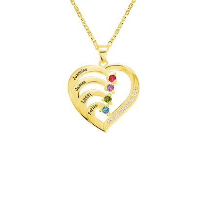 Personalised Name Heart Necklace with Birthstone