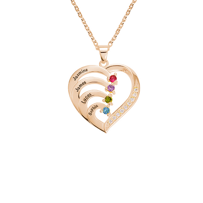 Personalised Name Heart Necklace with Birthstone