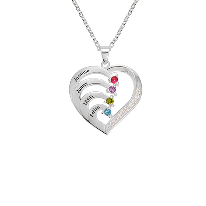 Personalised Name Heart Necklace with Birthstone