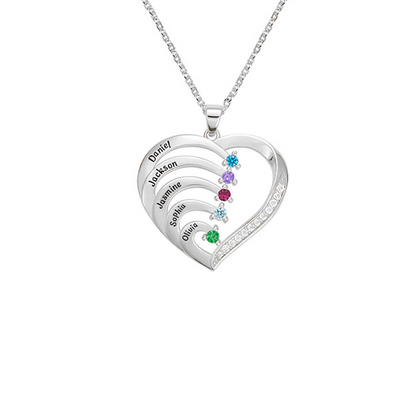 Personalised Name Heart Necklace with Birthstone