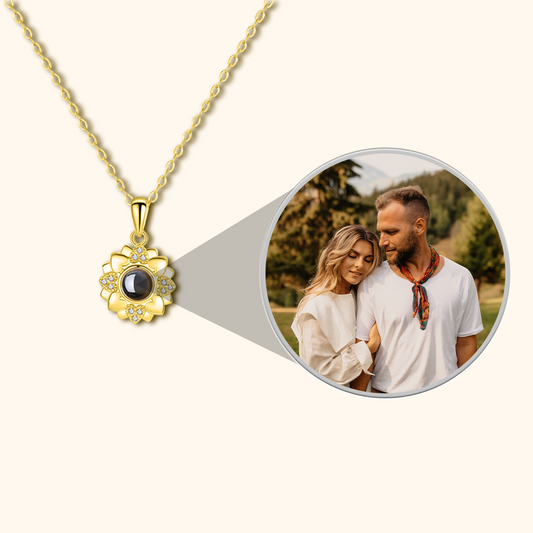Flower Charm Photo Projection Necklace