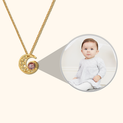 Moon Charm Photo Projection Necklace