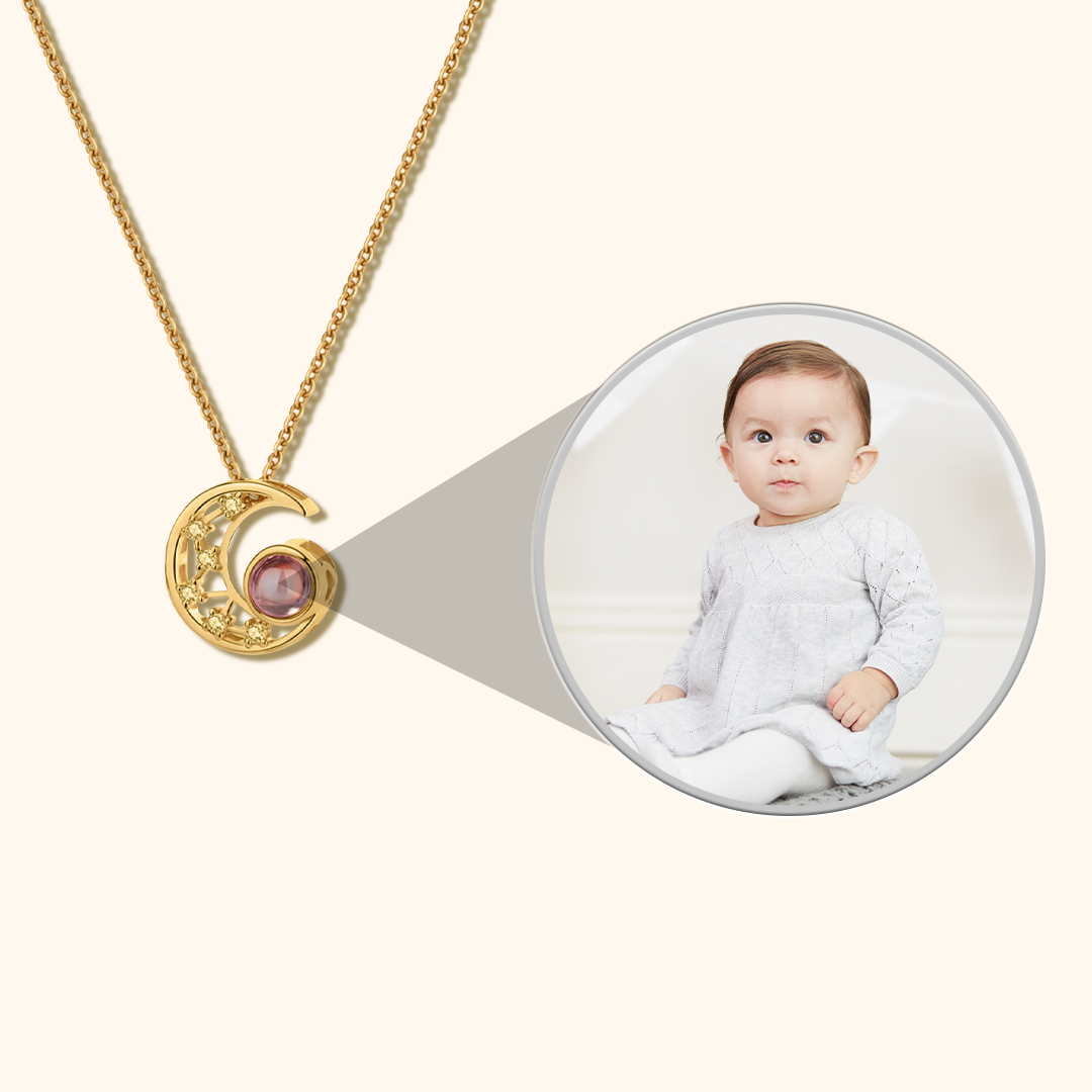 Moon Charm Photo Projection Necklace