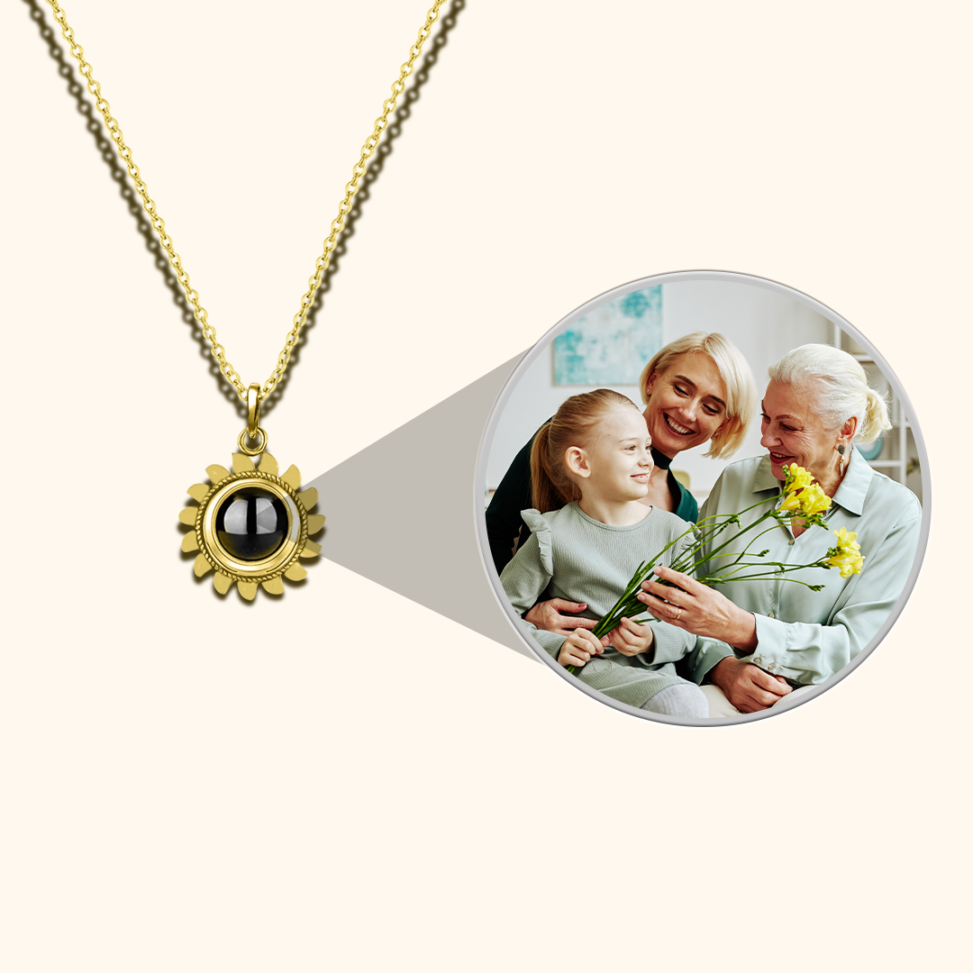 Sun Pendant Necklace with Projection Charm