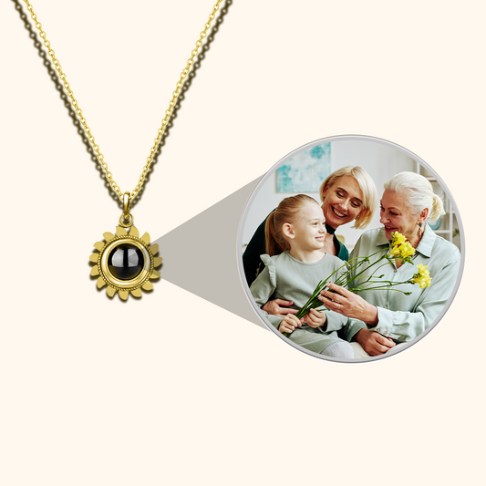 Sun Pendant Necklace with Projection Charm