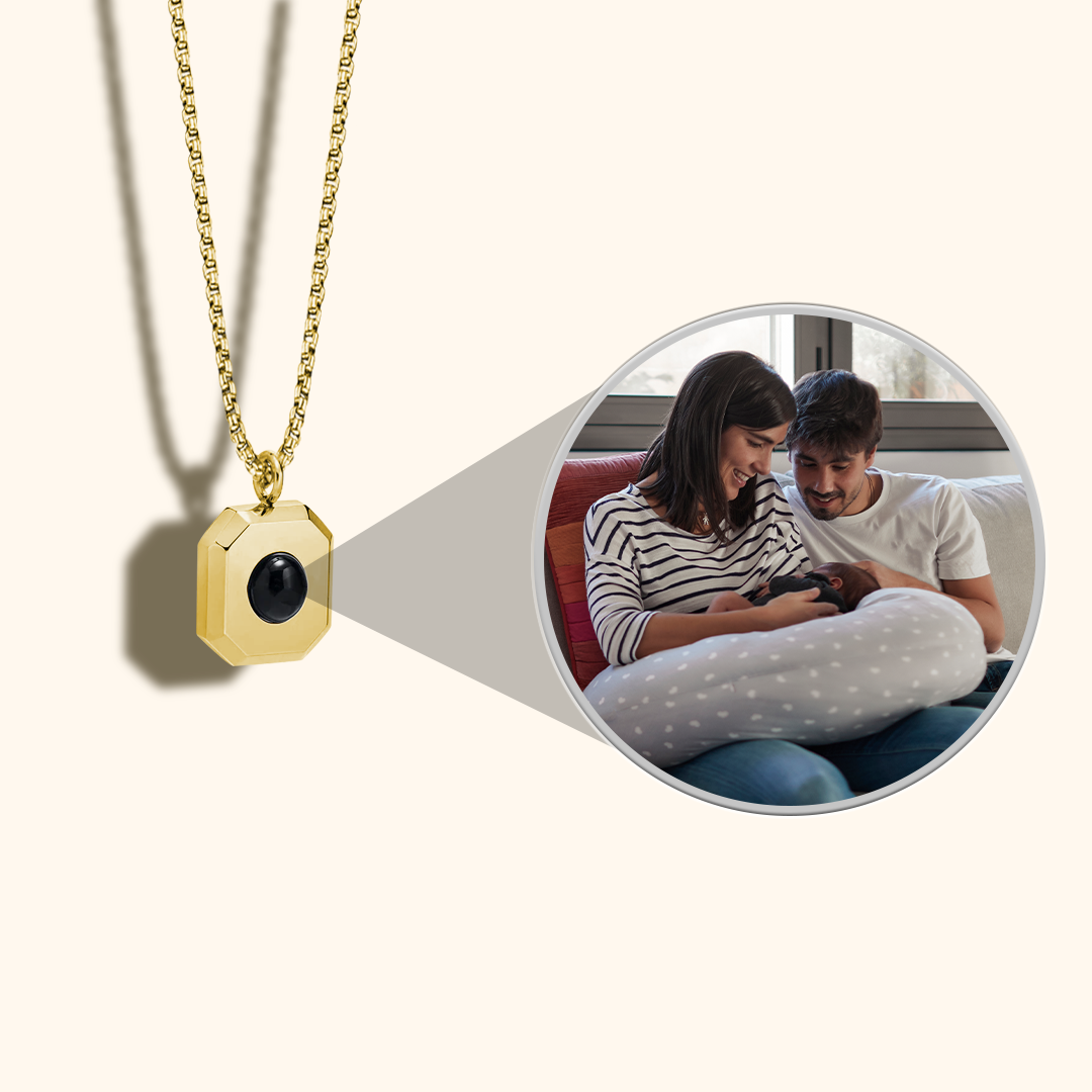 White Necklace with Projection Charm