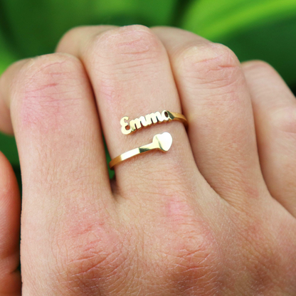 Luxurious Name and Heart Ring