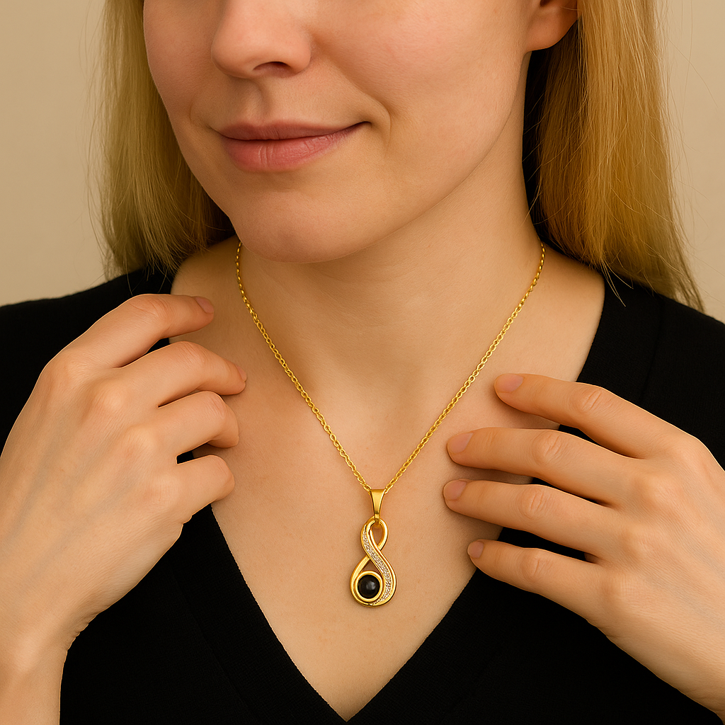 Infinity Heart Photo Pendant