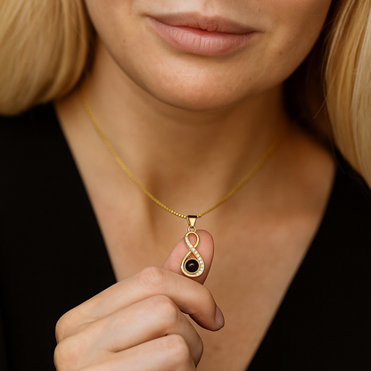 Infinity Heart Photo Pendant
