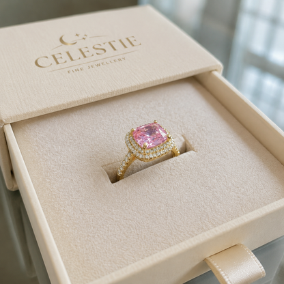 Cushion Pink Sapphire Ring | Gold