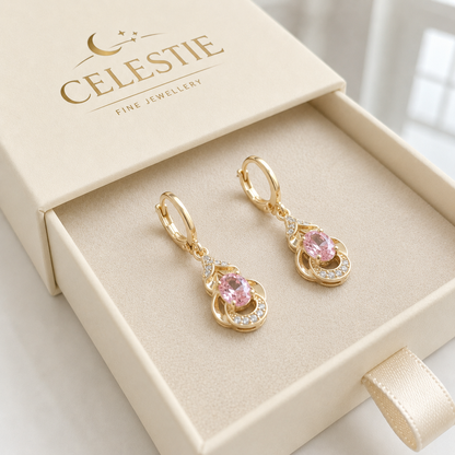 Moonlit Blush Teardrop Earrings | Rose Gold