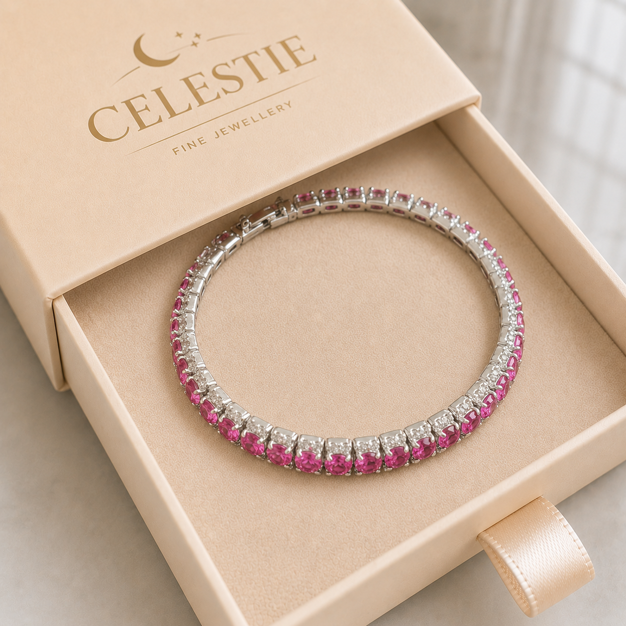Roseglow Tennis Bracelet | White Gold