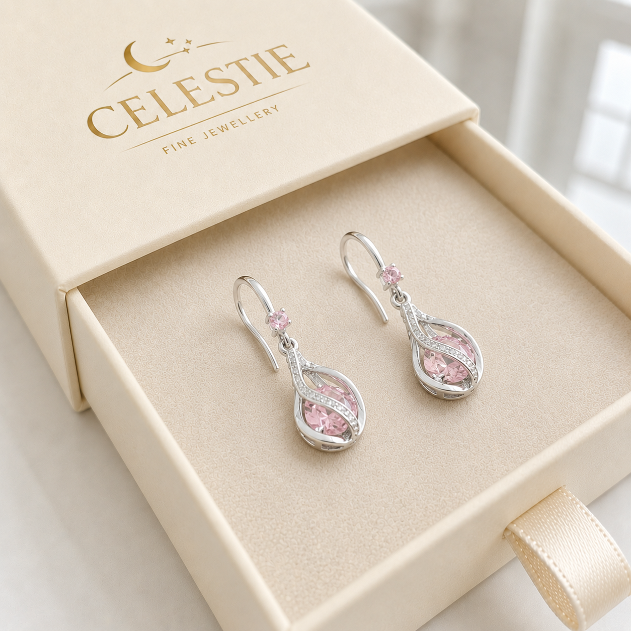 Rosalith Lumen Twist Earrings | White Gold