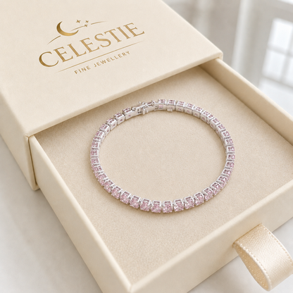 Pink Sapphire Tennis Bracelet | White Gold