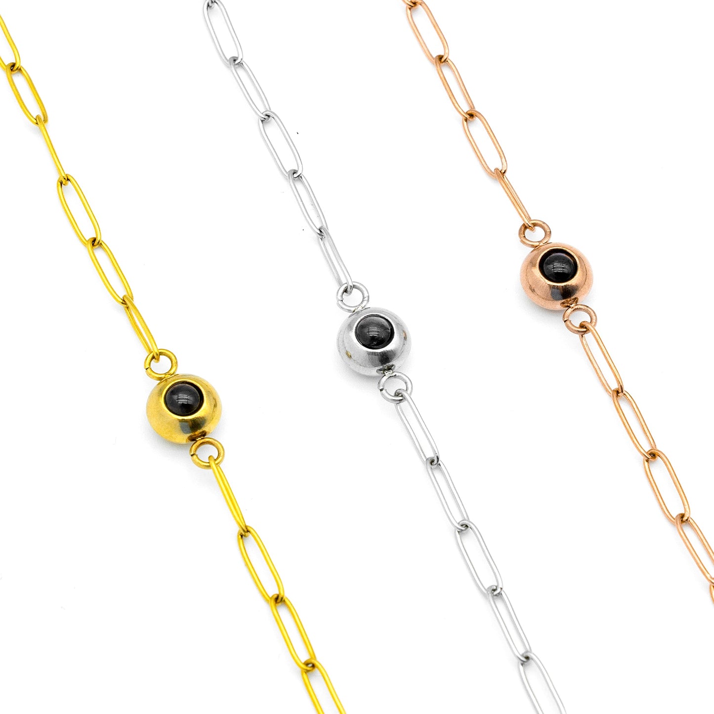Elegant Link Chain Bracelet with Projection Pearl