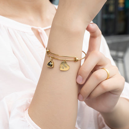 Photo Projection Bracelet with Name Charm