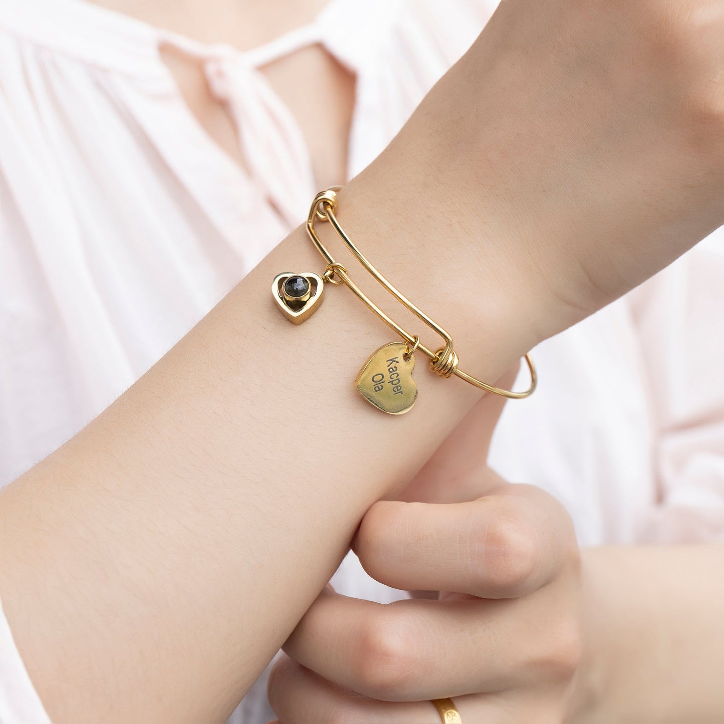 Photo Projection Bracelet with Name Charm