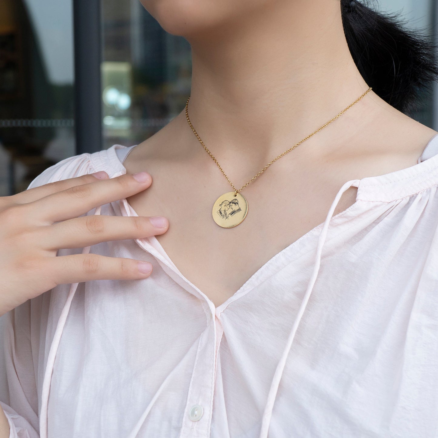 Necklace with Personalised Round Charm