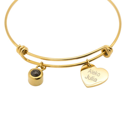 Photo Projection Bracelet with Name Charm