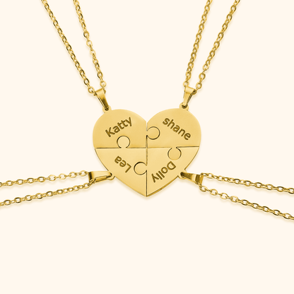 Personalised heart puzzle necklace with engraved names