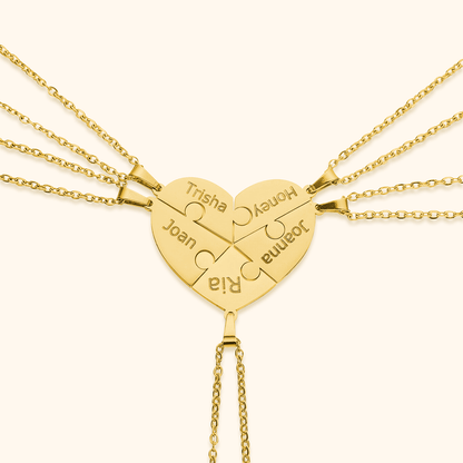 Personalised heart puzzle necklace with engraved names