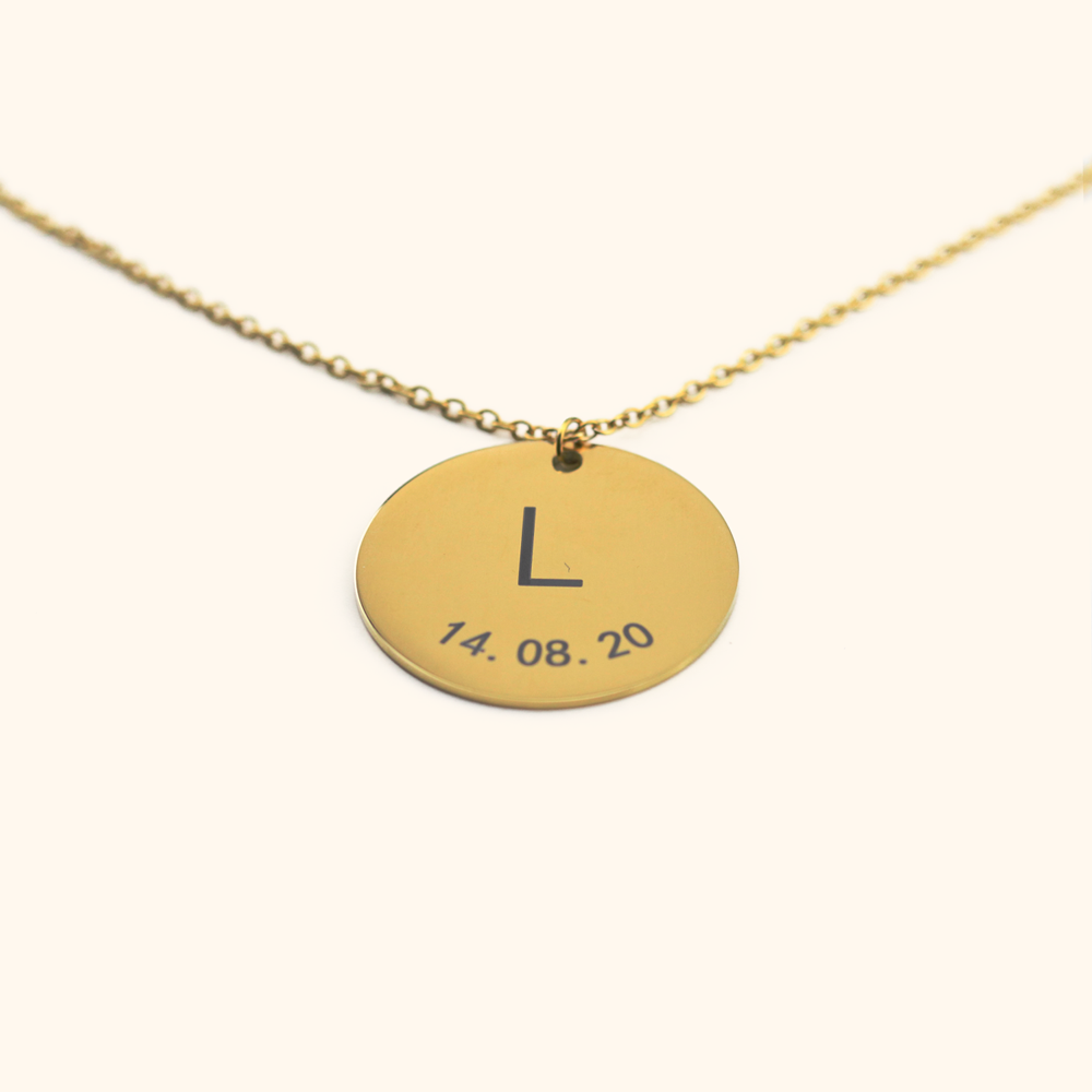 Customised Coin Necklace with Initials and Date