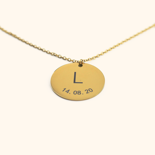 Customised Coin Necklace with Initials and Date