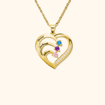 Personalised Name Heart Necklace with Birthstone