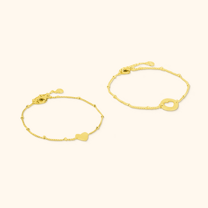 Heart Charm Bracelet Set