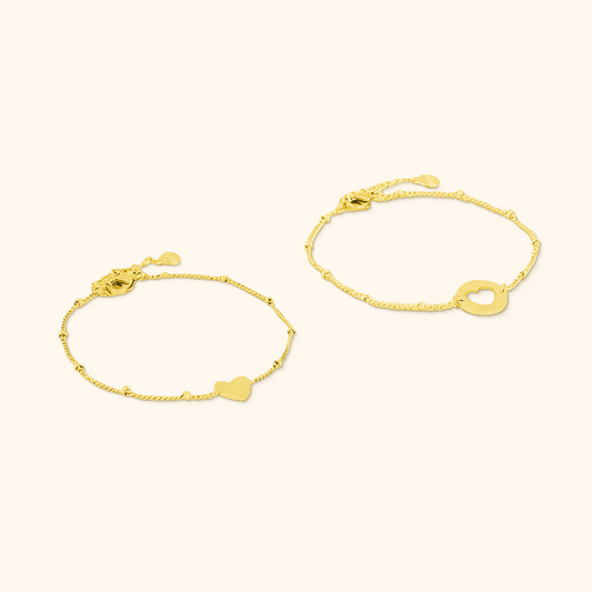Heart Charm Bracelet Set