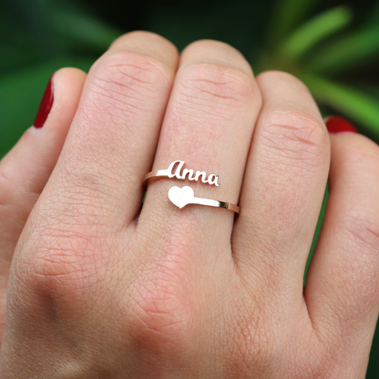 Luxurious Name and Heart Ring