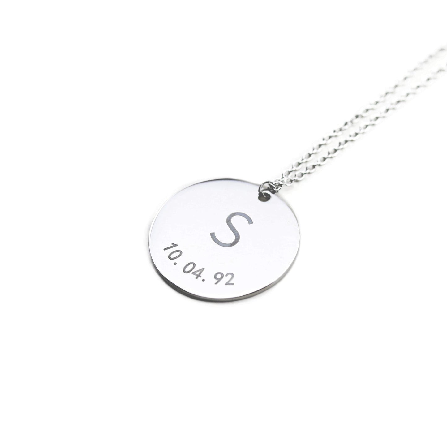 Customised Coin Necklace with Initials and Date