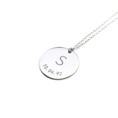 Customised Coin Necklace with Initials and Date