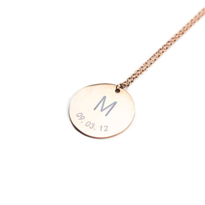 Customised Coin Necklace with Initials and Date