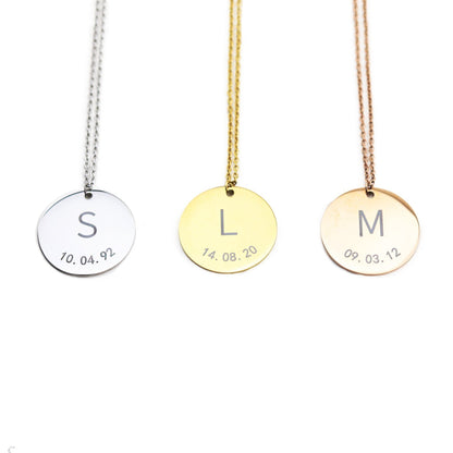 Customised Coin Necklace with Initials and Date
