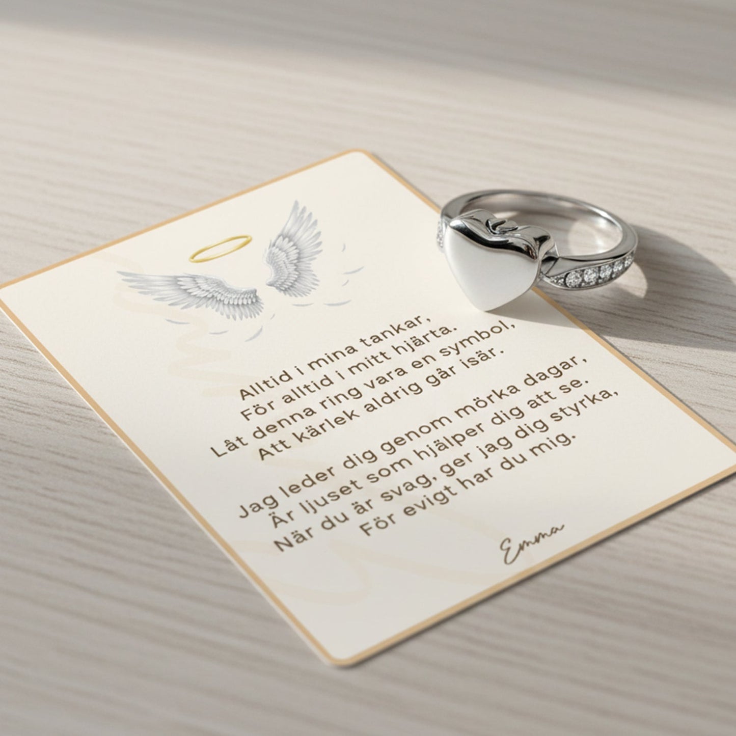 Eternal Heart's Urn Ring with Message Card