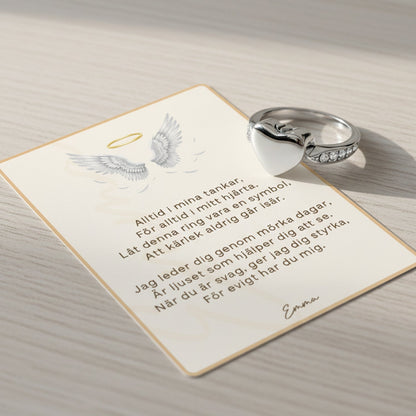 Eternal Heart's Urn Ring with Message Card