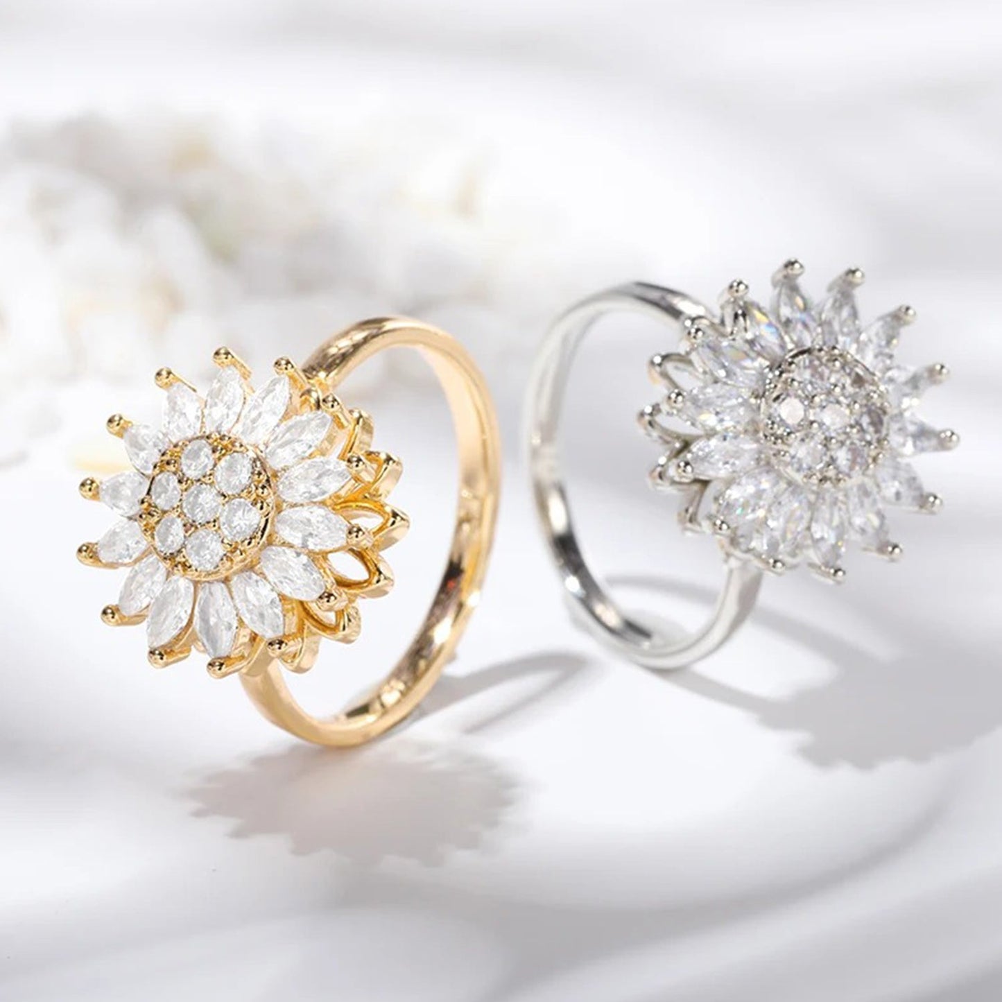 Sunflower's Sparkling Spinning Ring