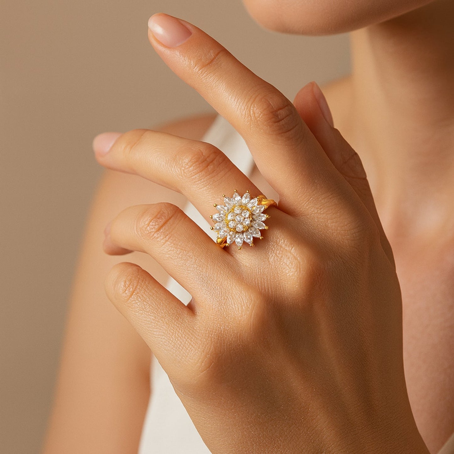 Sunflower's Sparkling Spinning Ring
