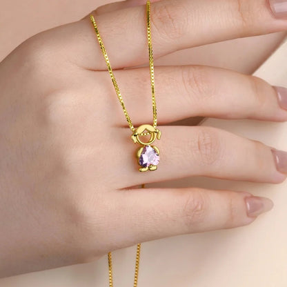 Classic Girl & Boy Birthstone Necklace