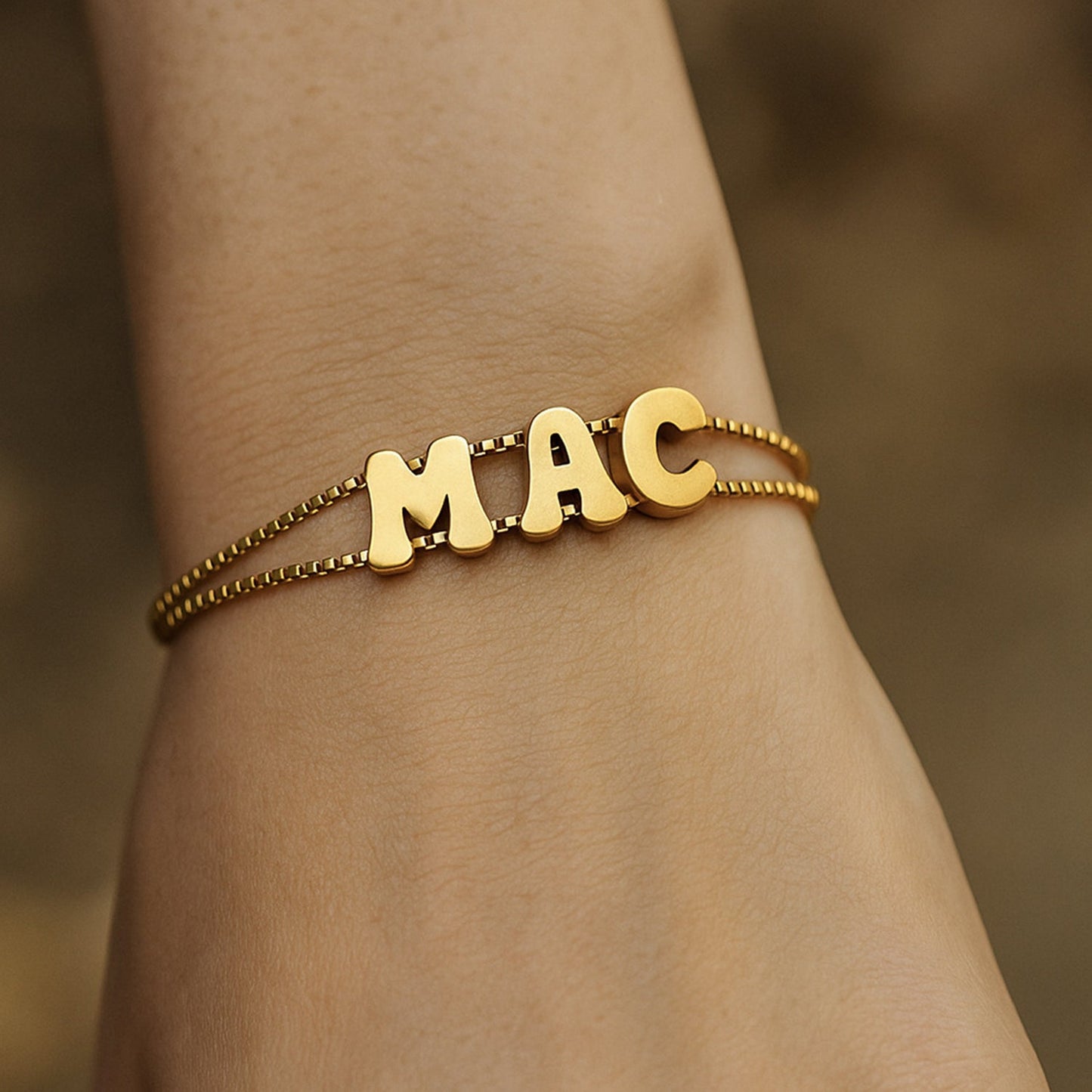 Bubble Letters Name Bracelet