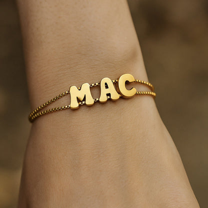 Bubble Letters Name Bracelet