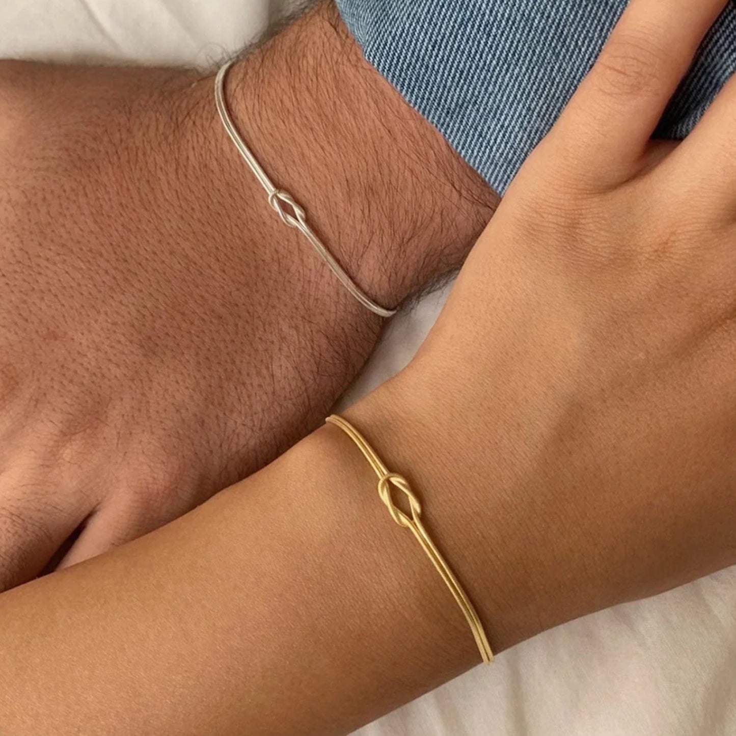 Interlinked Knot Couple Bracelet