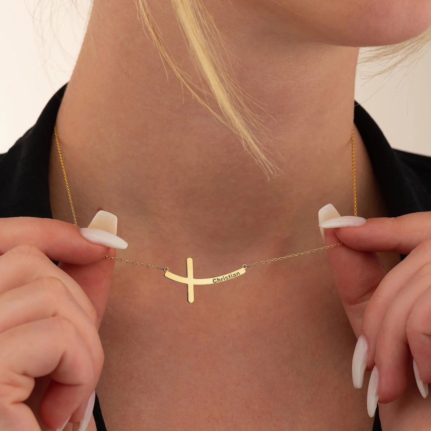 Personalised Curved Cross Necklace