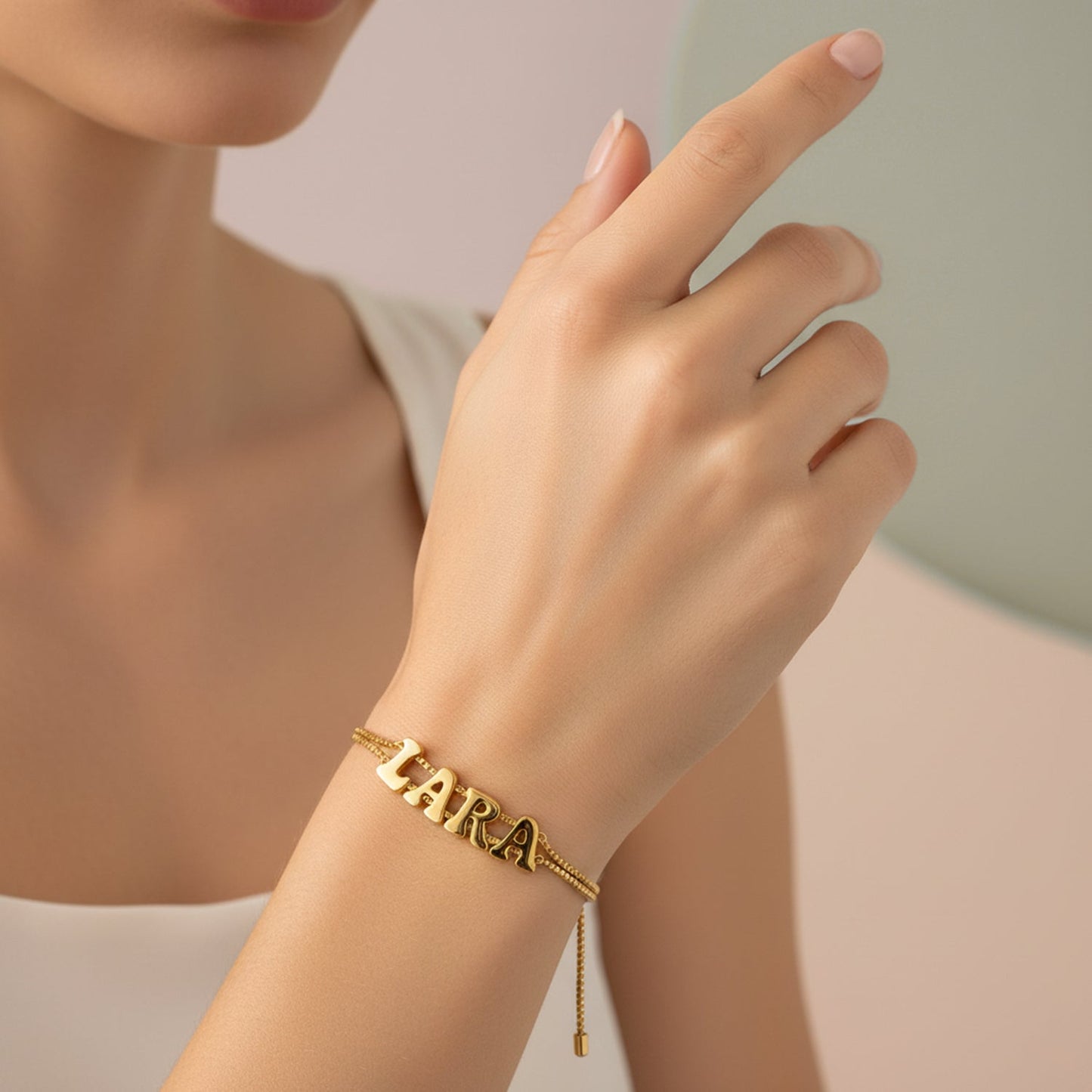 Bubble Letters Name Bracelet
