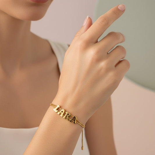 Bubble Letters Name Bracelet