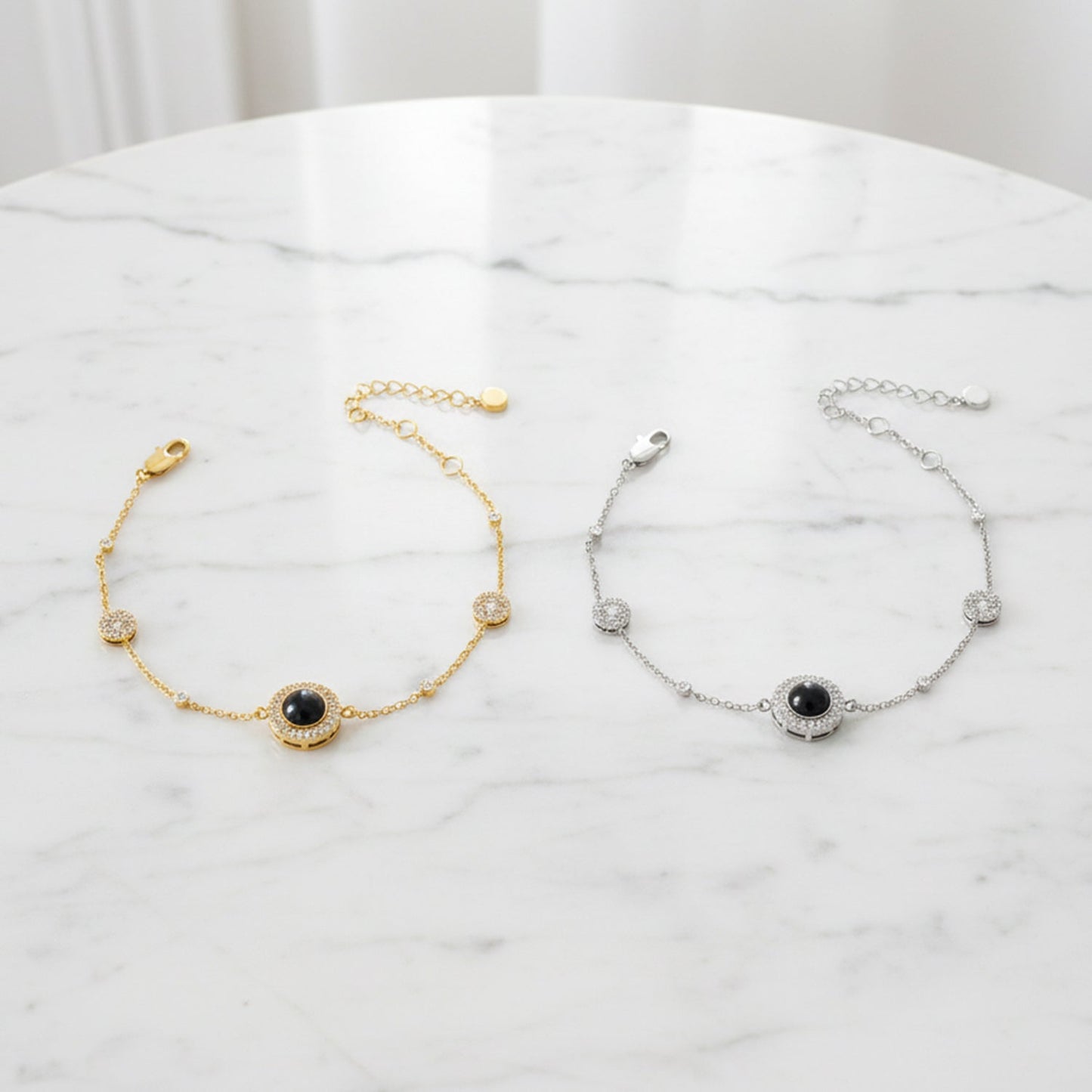 Sparkling Pave Circle Photo Bracelet