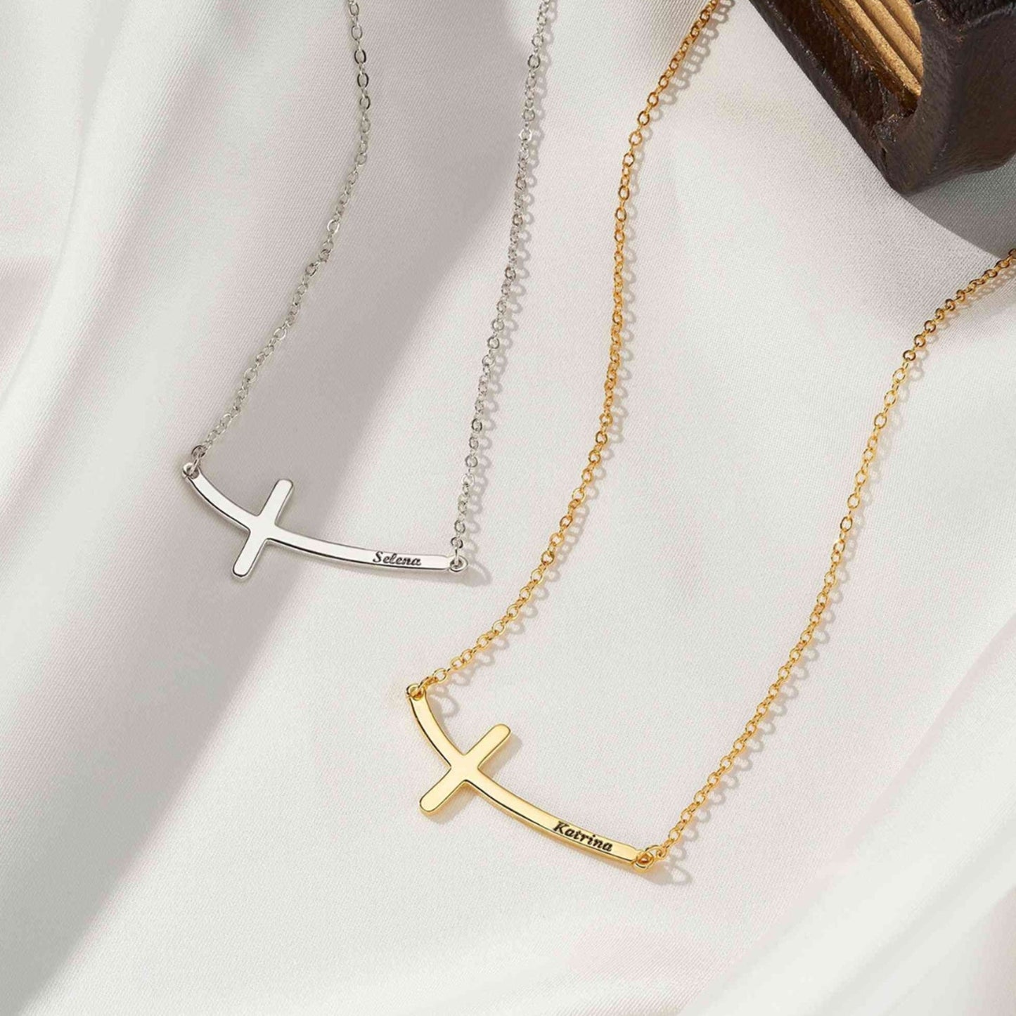 Personalised Curved Cross Necklace