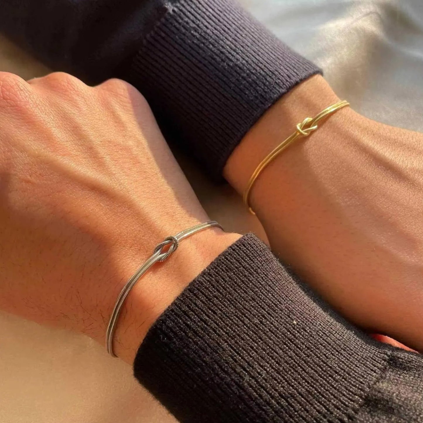 Interlinked Knot Couple Bracelet