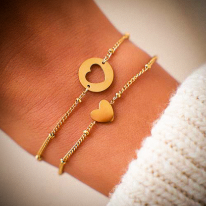 Heart Charm Bracelet Set
